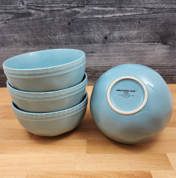Cucina Agave Blue by Rachael Ray Set of 4 Soup Cereal Bowl 5" 13cm Dinnerware