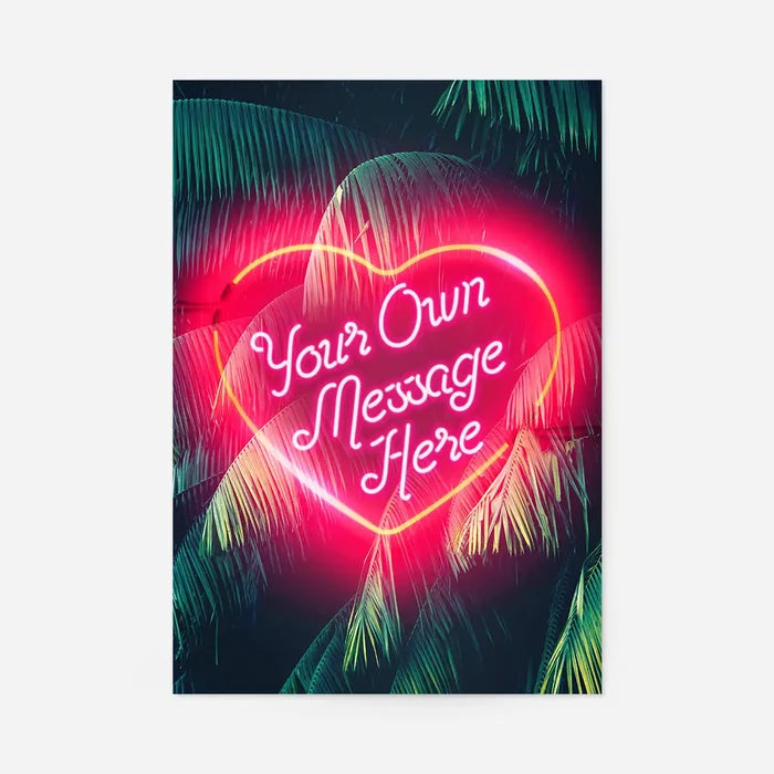 Custom Neon Love Heart Palm Trees