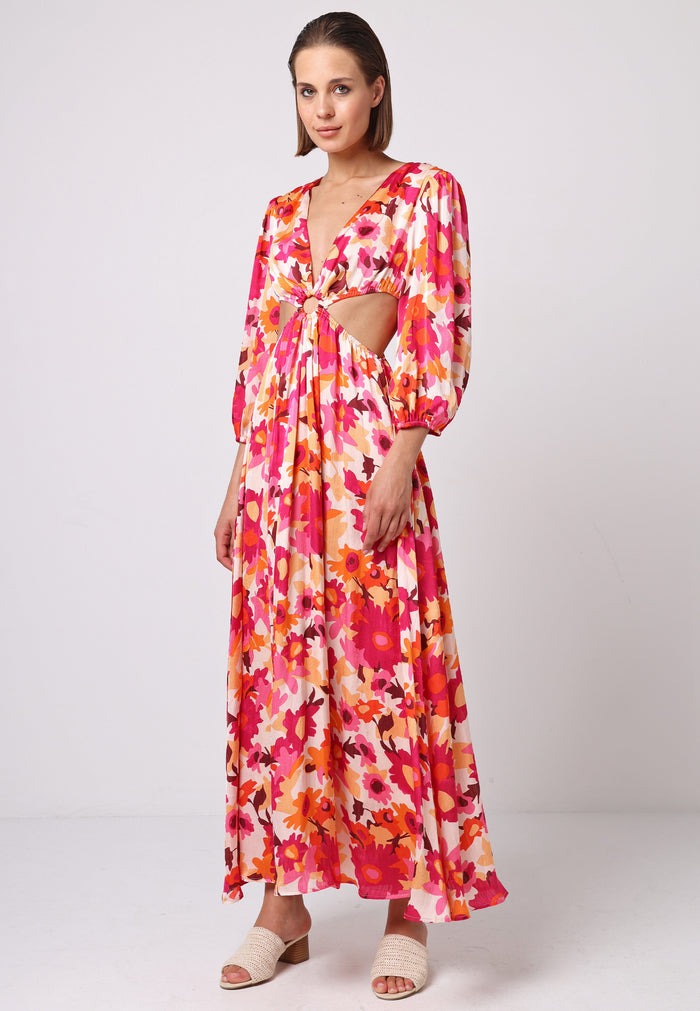 Cut Out Long Sleeve Maxi Dress