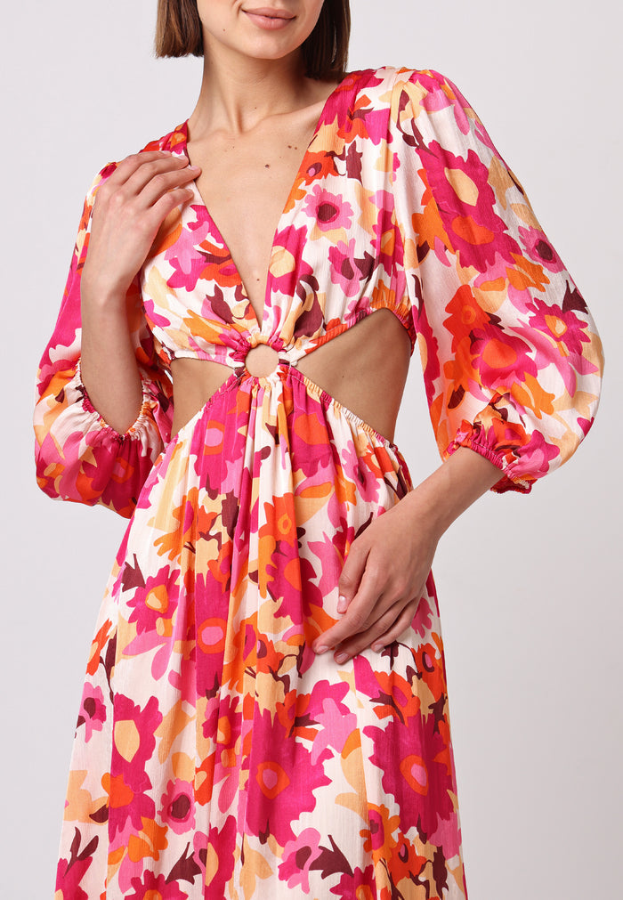 Cut Out Long Sleeve Maxi Dress