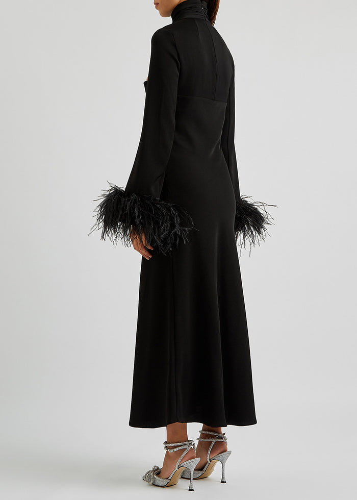 Cutout midi dress with feathered cuffs – Rovin-1