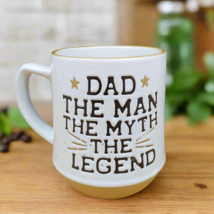 Dad Inspirational Father Coffee Mug Embossed Ceramic Tea Cup Blue Sky 18oz