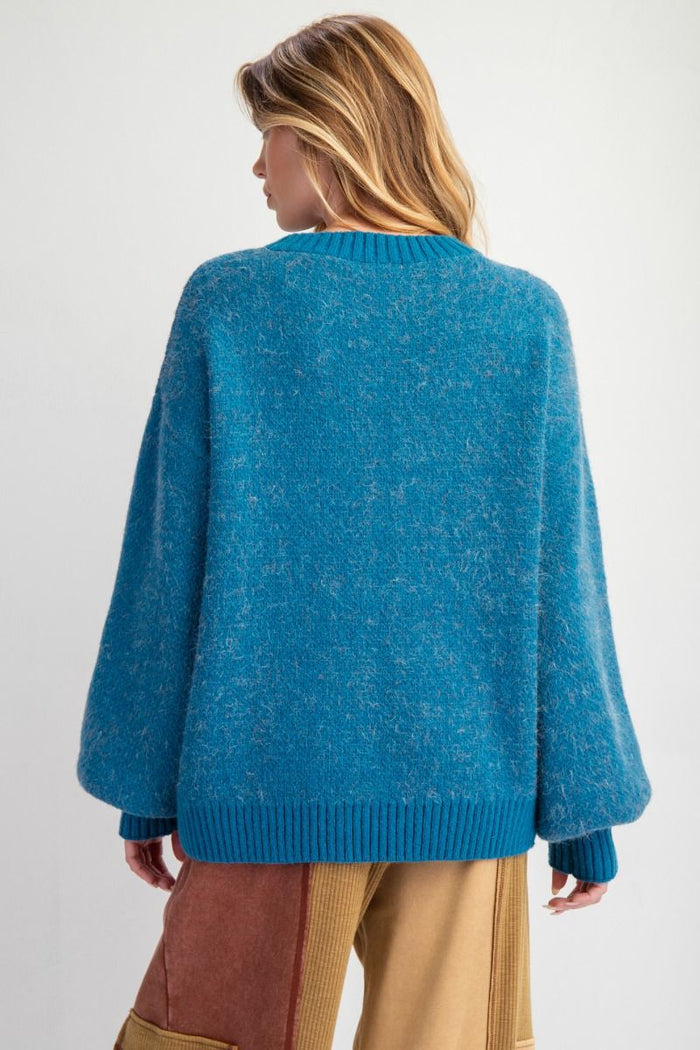 DAISY FRONT KNIT SWEATER PULLOVER-PLUS