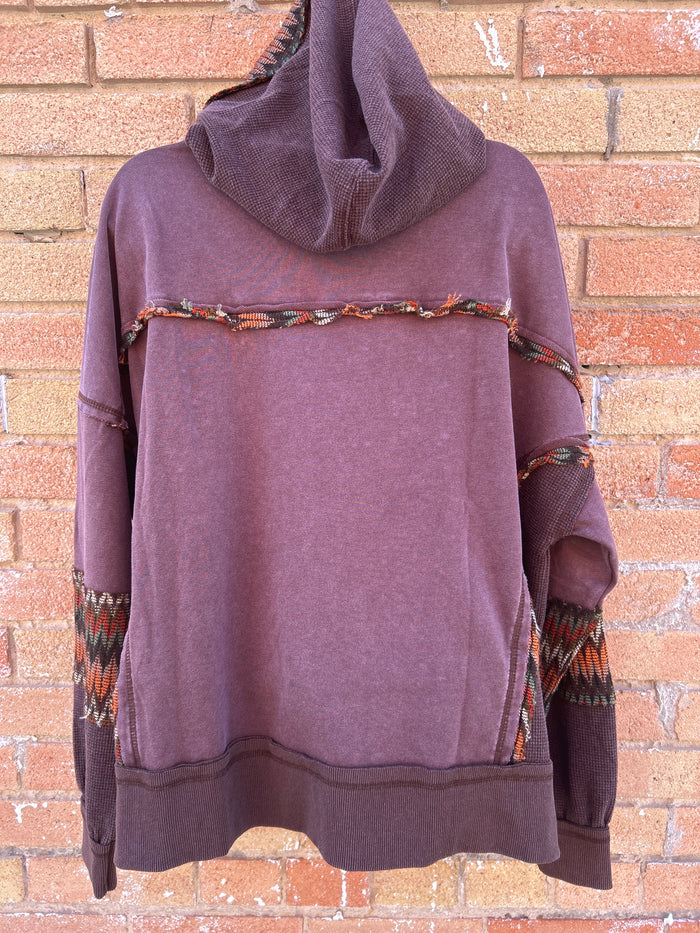 DAISY PATCH WASHED TERRY HOODIE PULLOVER