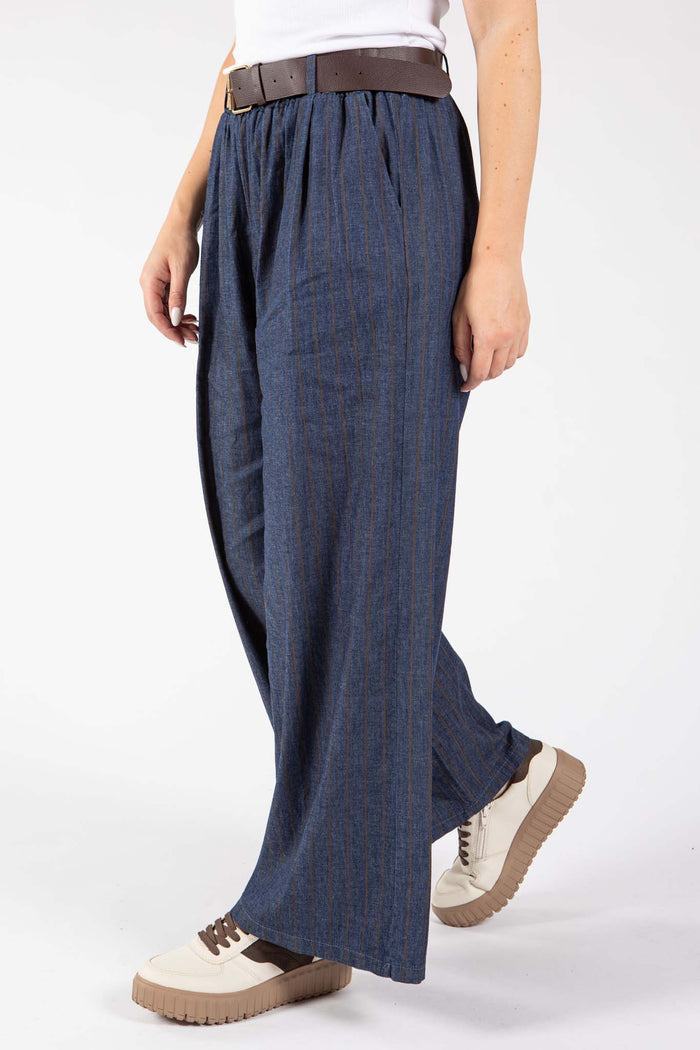 Denim Look Pinstripe Trousers