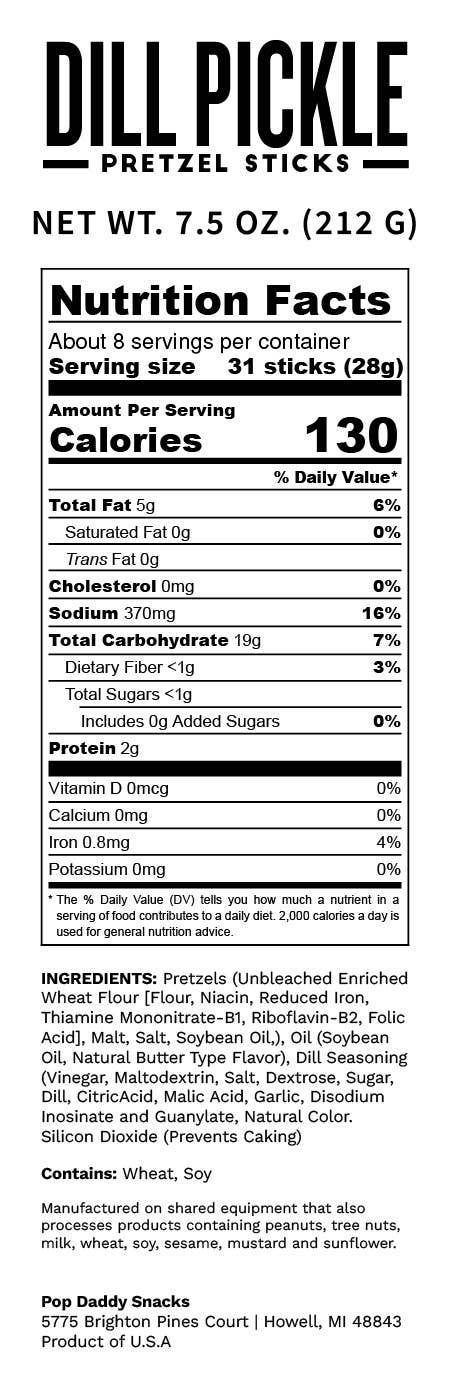 Dill Pickle Seasoned Pretzels 7.5oz