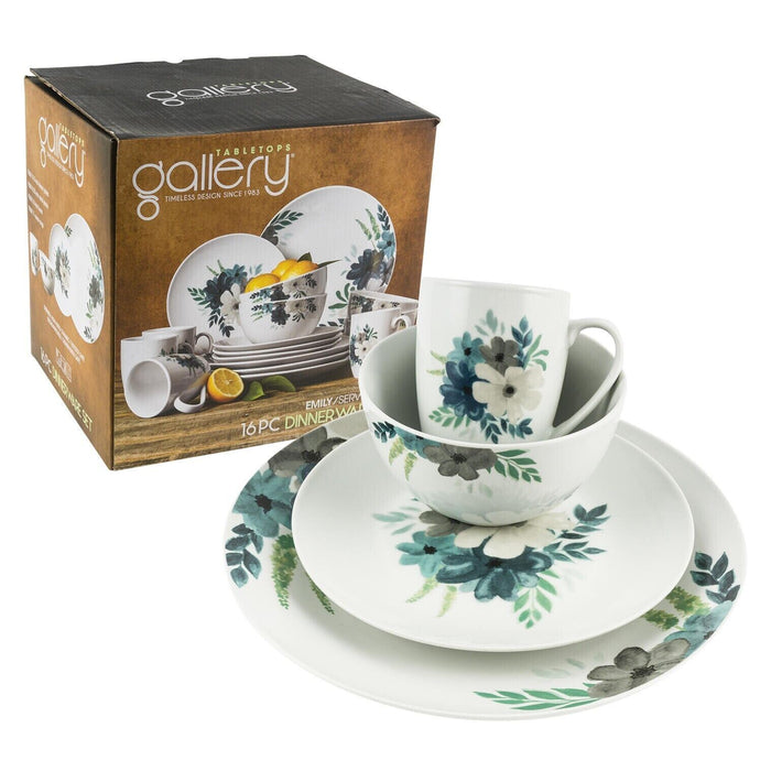 Dinnerware 16 Piece Tabletops Gallery Emily Flower Design Everyday Casual Round