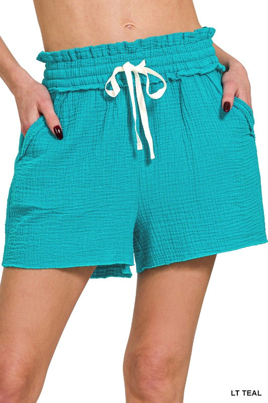 DOUBLE GAUZE ELASTICBAND DRAWSTRING SHORTS