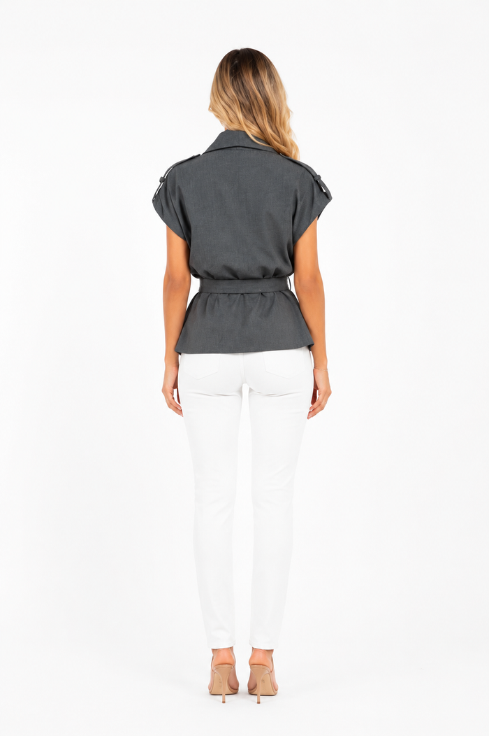 Draped Belted Vest Top - Aspen
