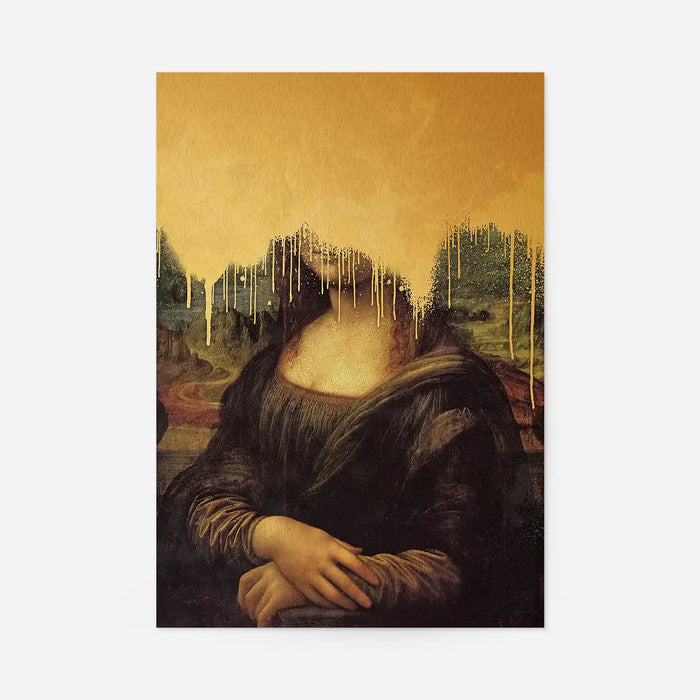 Drippy Mona Lisa Gold Graffiti Print