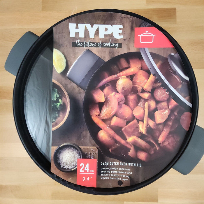 Dutch Oven With Nonstick Interior with Glass Lid And Handles Aluminum 4 Qt Black