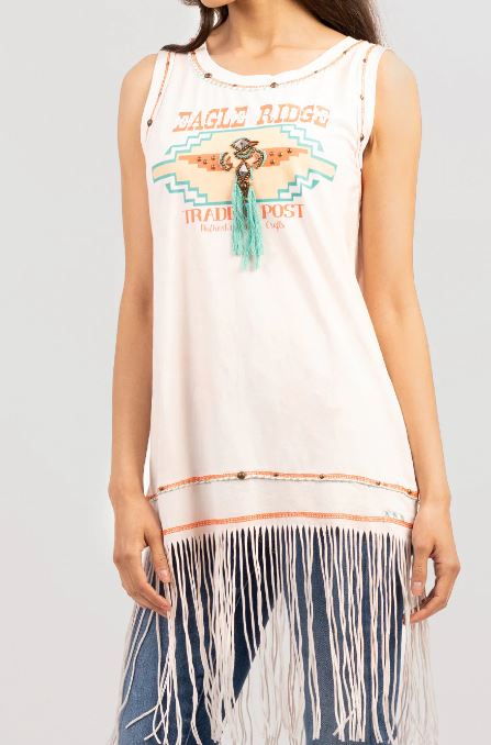 Eagle Ridge Graphic Sleeveless Tank w/ Fringe