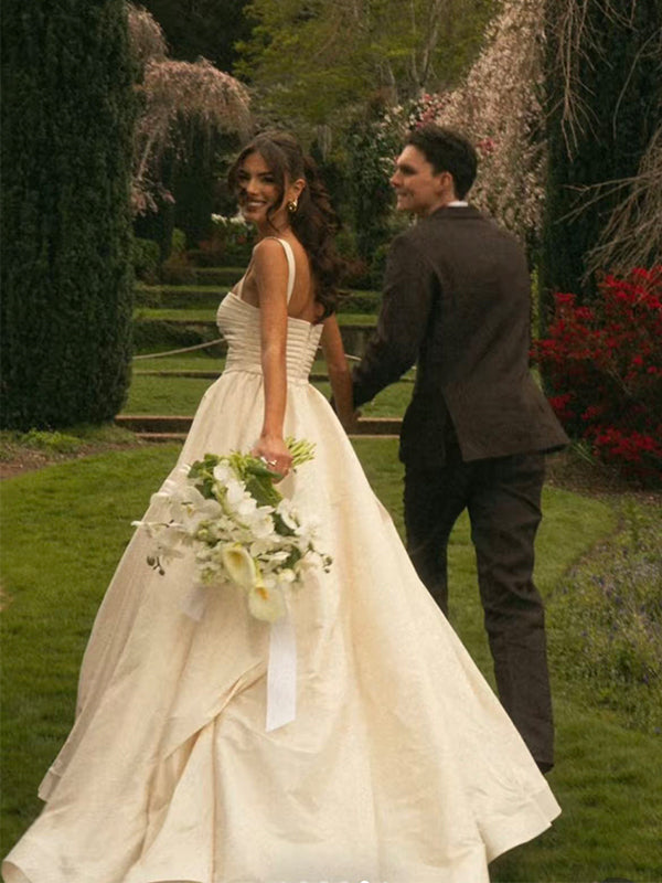 Elegant Pleated Empire Waist A-line Wedding Dress, WD3220