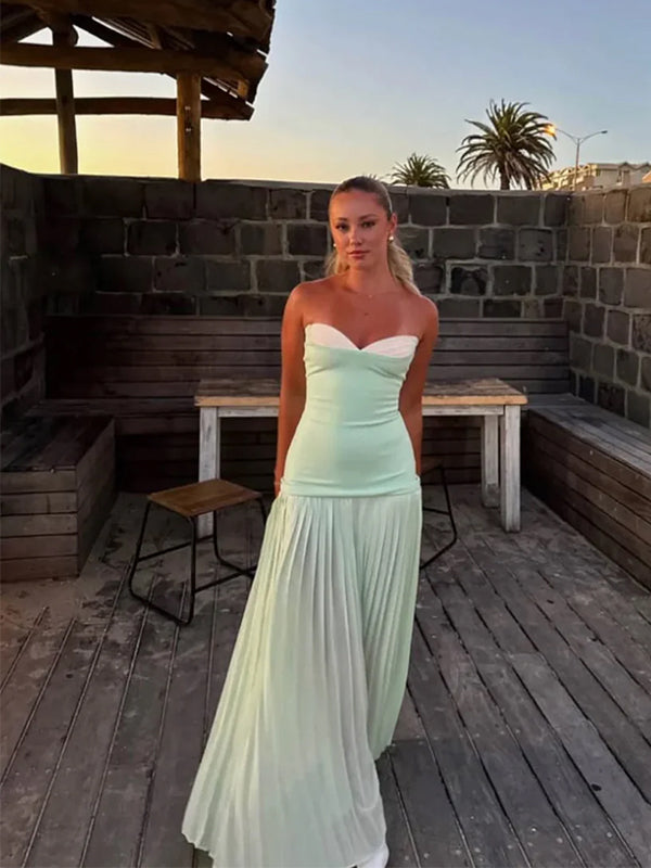 Elgant Mint Green Chiffon Pleated A-line Ruffled Prom Dress, Evening Dress, PD2823101
