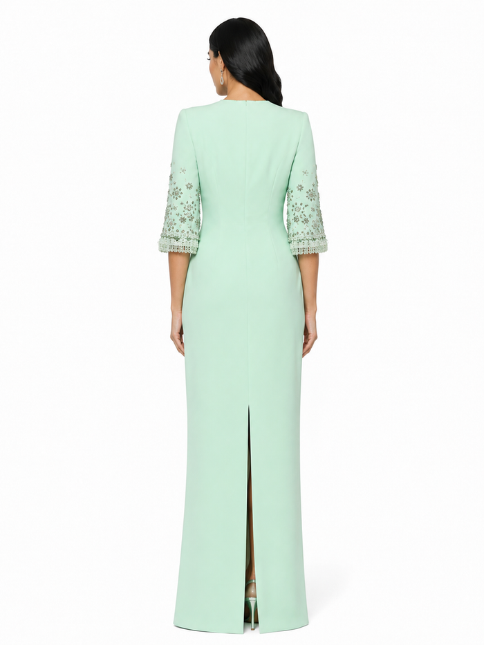 Embellished Bell Sleeve Maxi Dress - Mint