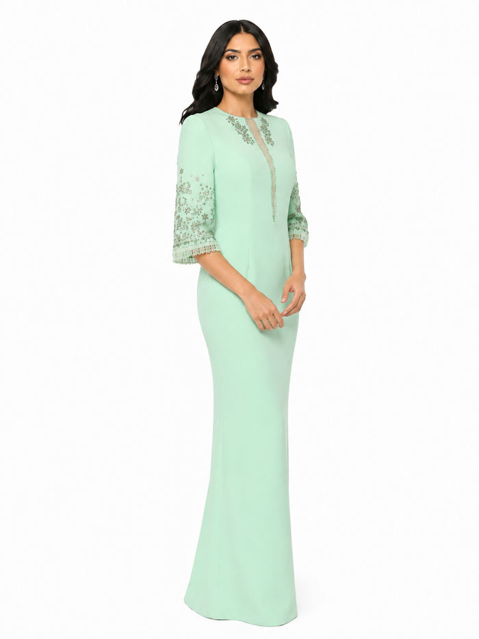 Embellished Bell Sleeve Maxi Dress - Mint