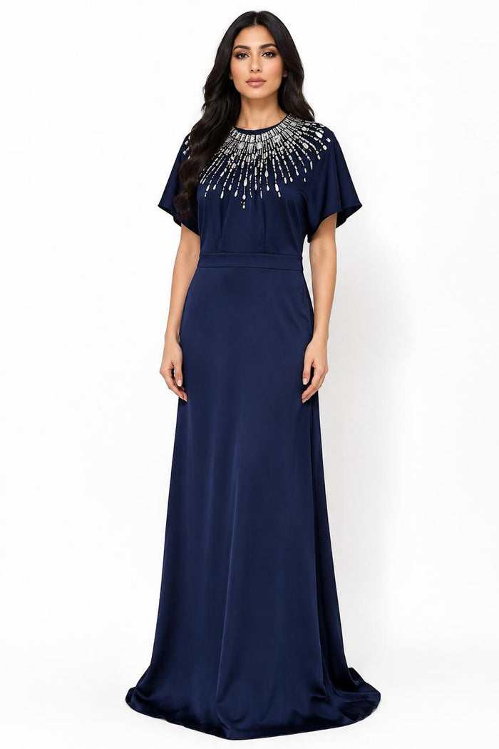 Embellished Cape Sleeve Maxi Dress - Elyas