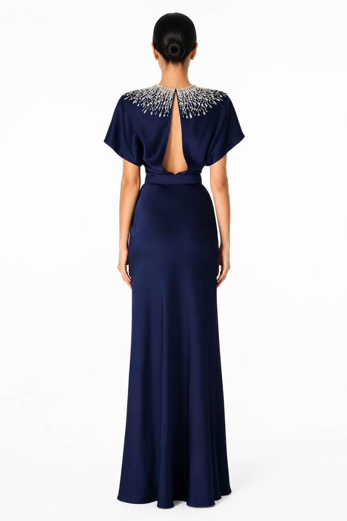 Embellished Cape Sleeve Maxi Dress - Elyas