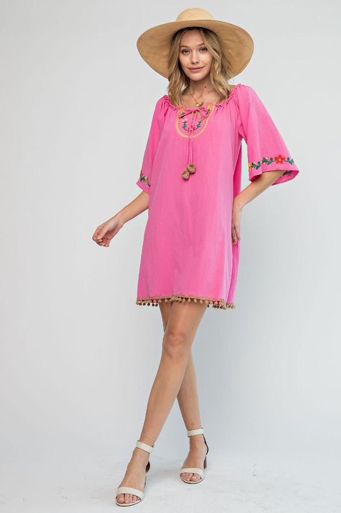 Embroidered Cotton Gauze Dress