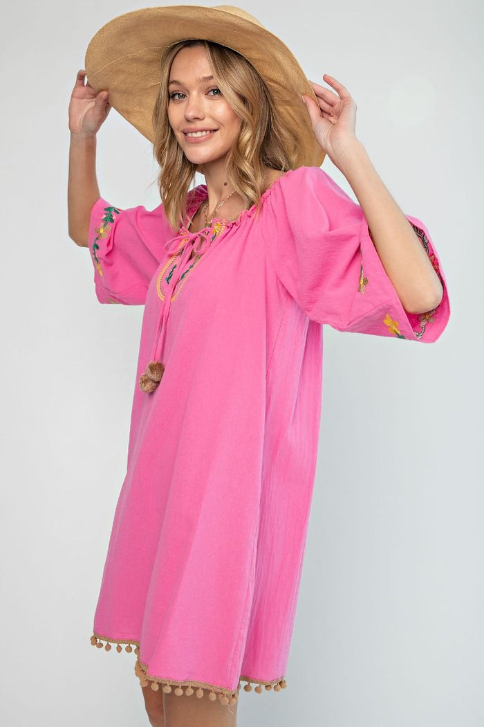 Embroidered Cotton Gauze Dress