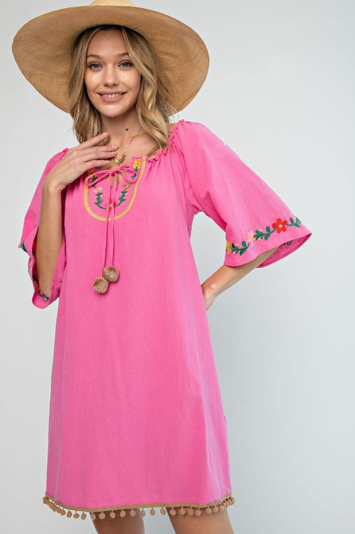 Embroidered Cotton Gauze Dress