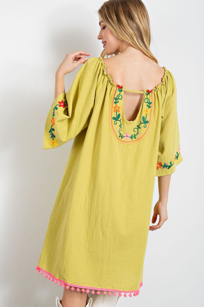 Embroidered Cotton Gauze Dress
