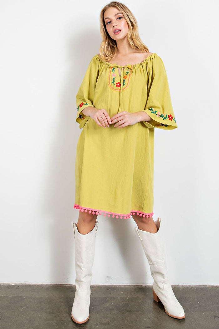 Embroidered Cotton Gauze Dress