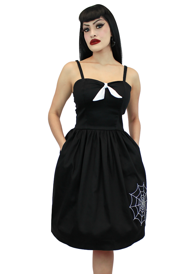 model wearing Embroidered Spiderweb Dress