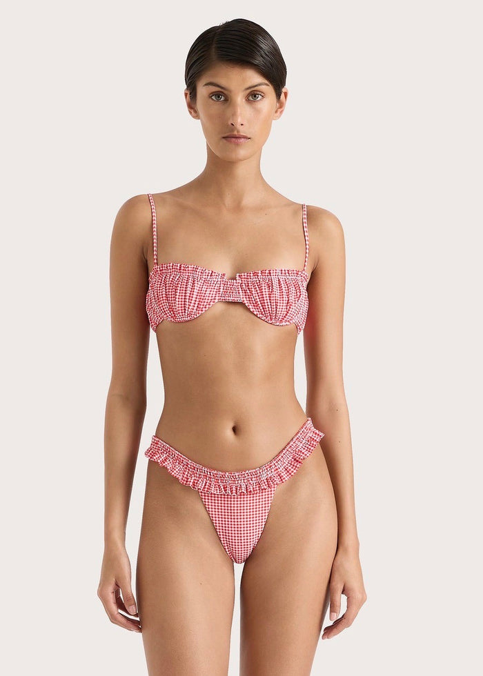 Esterel Bikini Top (Gingham Red)