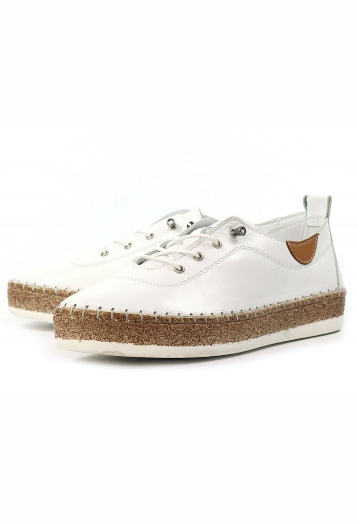 Evie White Leather Plimsoll