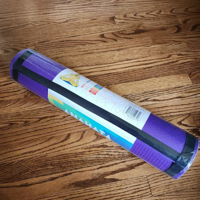 Exercise Yoga Mat Purple Non Slip At 72" X 24" X 6Mm Thickness & Carrying Strap