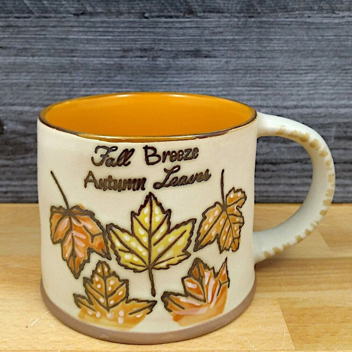 Fall Breeze Autumn Leaves Coffee Mug 17oz (455ml) Embossed Ceramic Cup Blue Sky