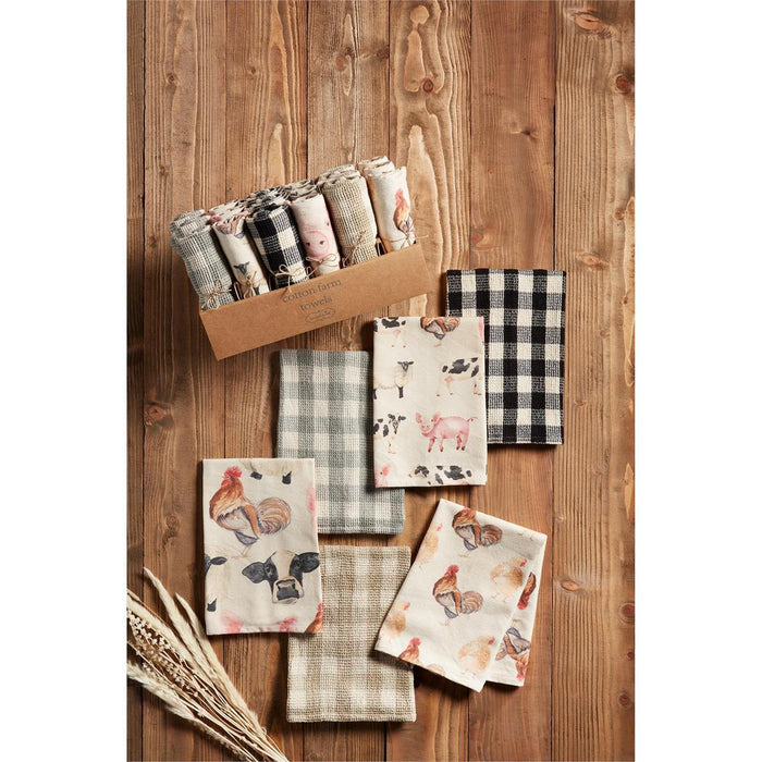 FARM ANIMAL & CHECKED TOWELS