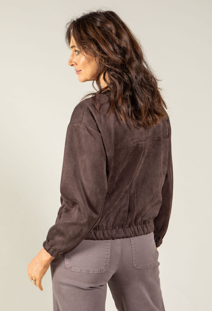 Faux Suede Bomber Jacket