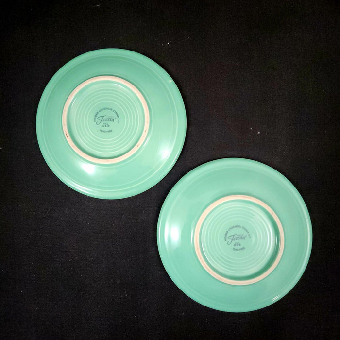 Fiesta Ware Homer Laughlin 2 Green Bread Butter Dessert Plate Set Ceramic Vtg