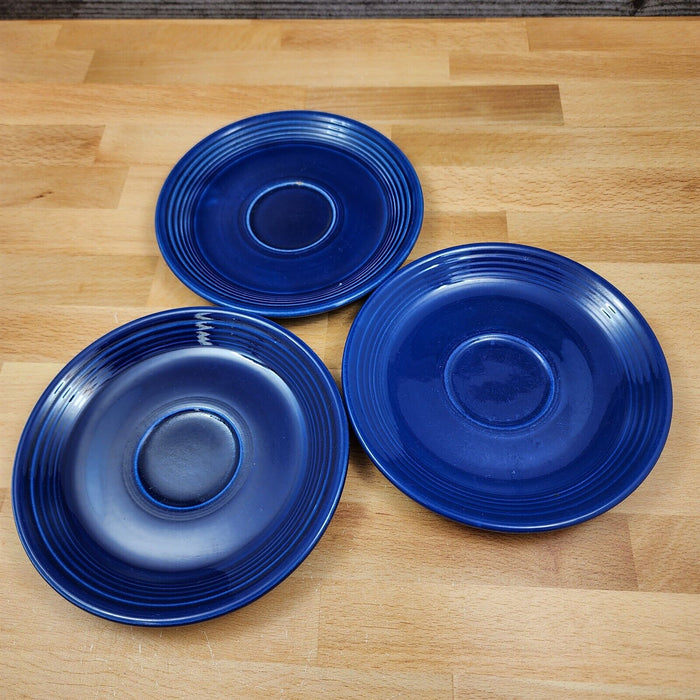 Fiesta Ware Homer Laughlin Saucer Fiesta-Twilight Blue Ceramic Vtg Set of 3