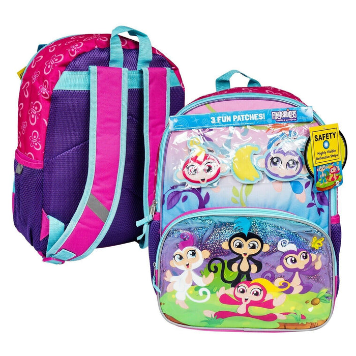 Fingerlings Monkey Backpack 16 Inch Kids School Travel Book Bag Pink Purple