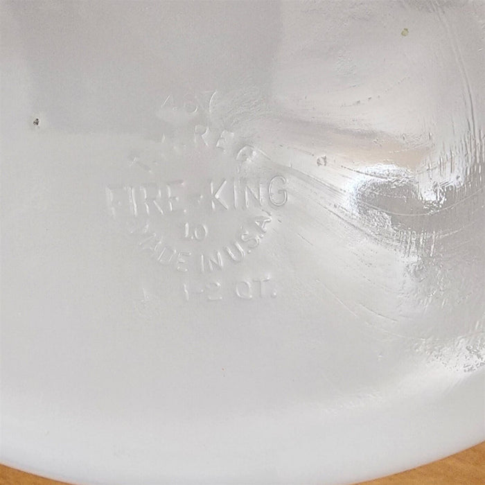 Fire King Casserole Baking Pan Milk White Glass Floral Design with Lid 2qt