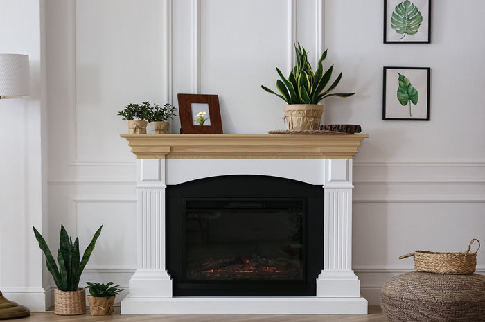 Retique It Fireplace Mantel Wood'n Finish Kit in Pickled Oak stain showing rustic wood grain and finish for fireplace mantels.