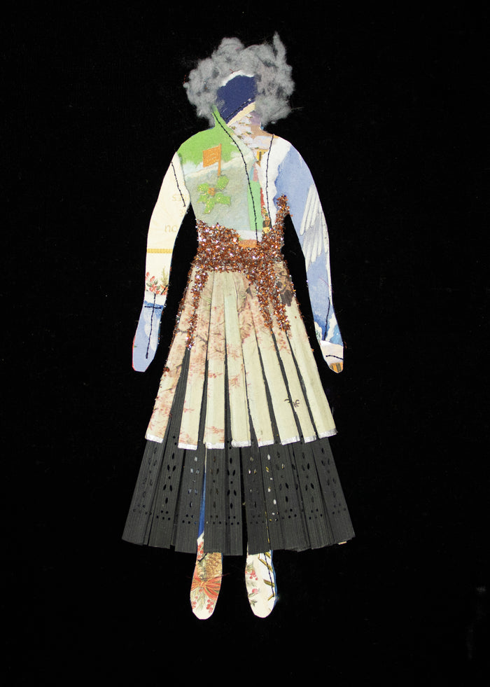 Flat Paper Doll wih Grey Hair