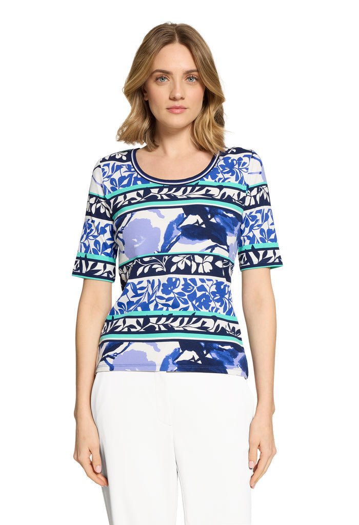 Floral And Stripe Rib Top