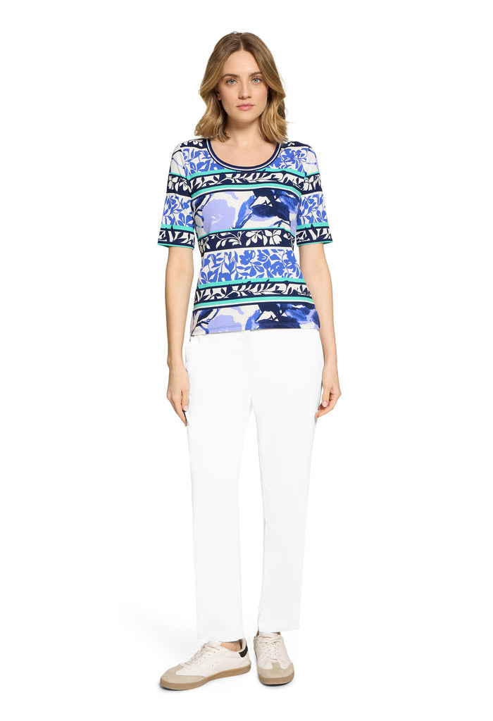 Floral And Stripe Rib Top