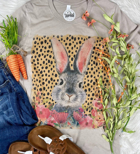 Floral Cheetah Bunny Tee