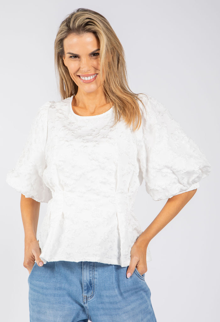 Floral Design Puff Sleeve Top