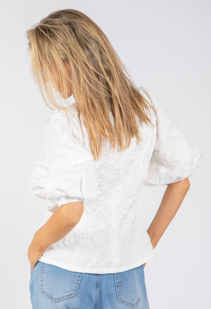 Floral Design Puff Sleeve Top