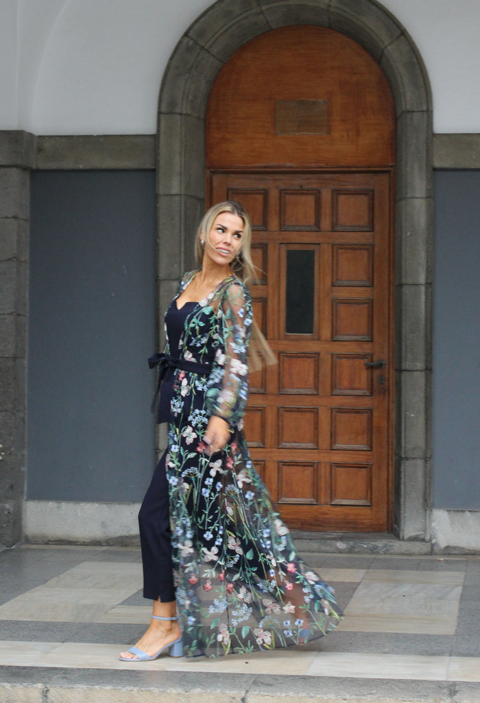 Floral Embroidered Overlay Jumpsuit