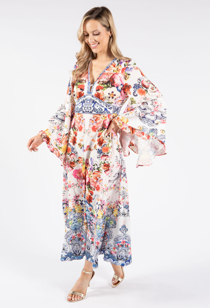 Floral Kimono Sleeve Dress
