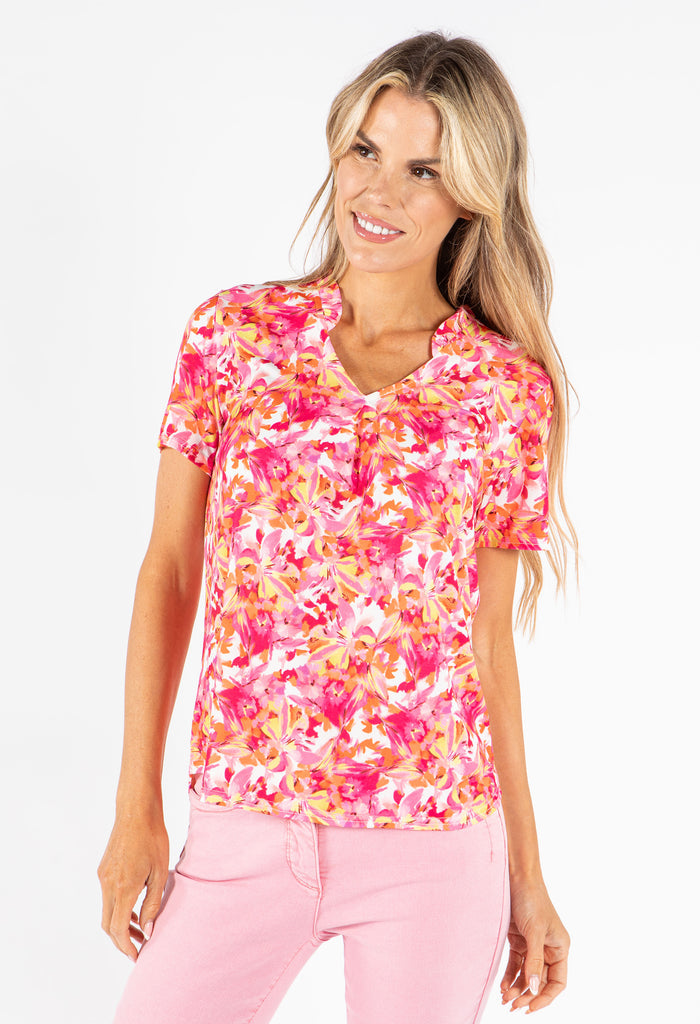 Floral Print V-Neck Top