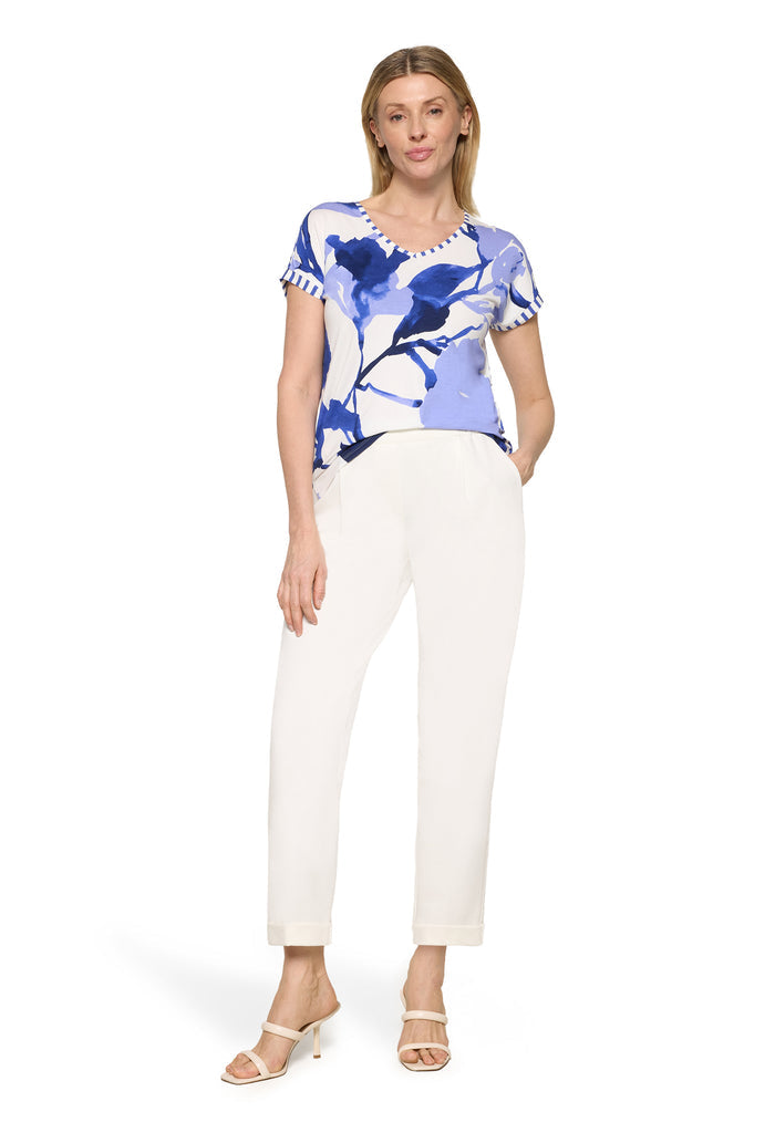 Floral Top With Striped Back