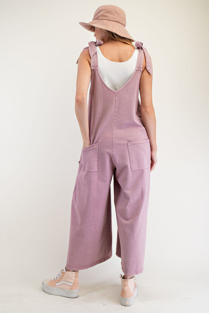 FLOWER PATCH MINERAL WASHED TERRY KNIT JUMPSUIT (3 COLORS)